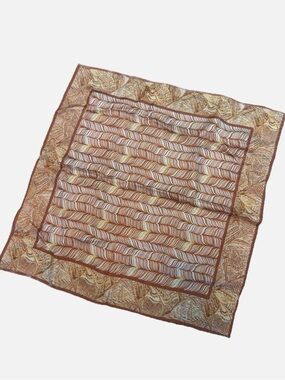 Vintage tan patterned square hair purse handbag scarf made in Japan